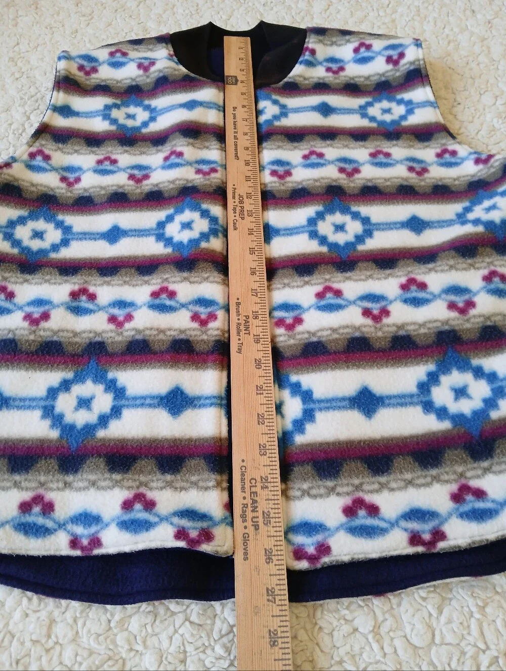 Riversable Aztec Fleece Vest Mens Large Blue Brown Red Vintage